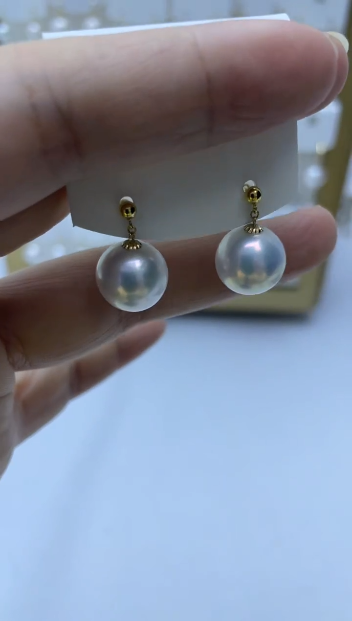 18K金镶嵌耳饰淡水珍珠K金