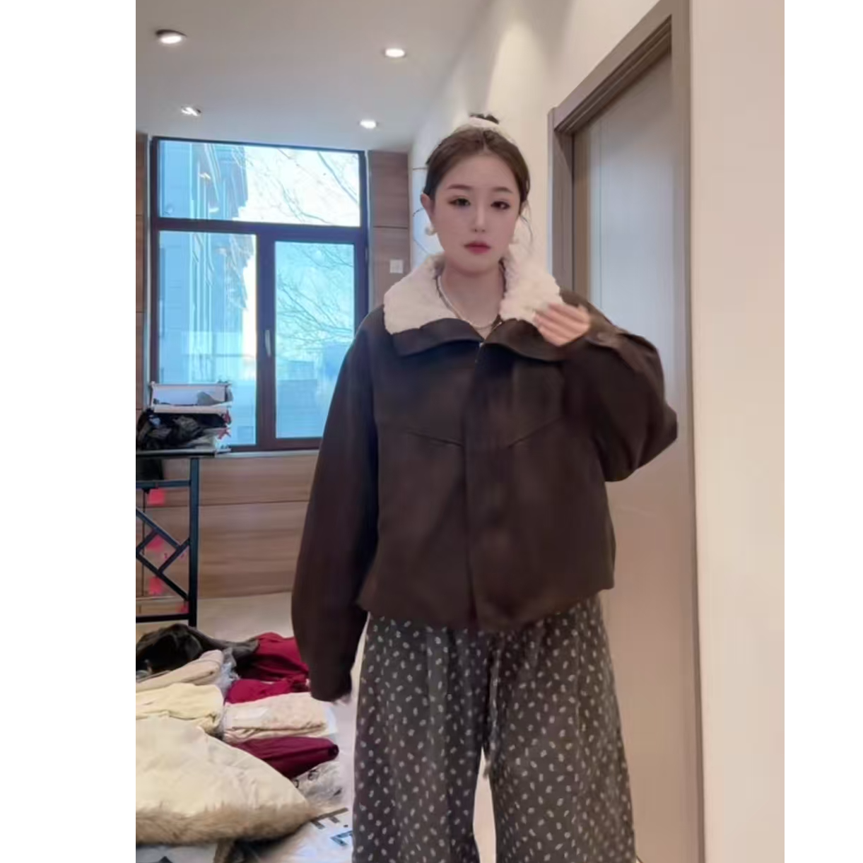 加绒外套女冬季新款宽松保暖上衣699888