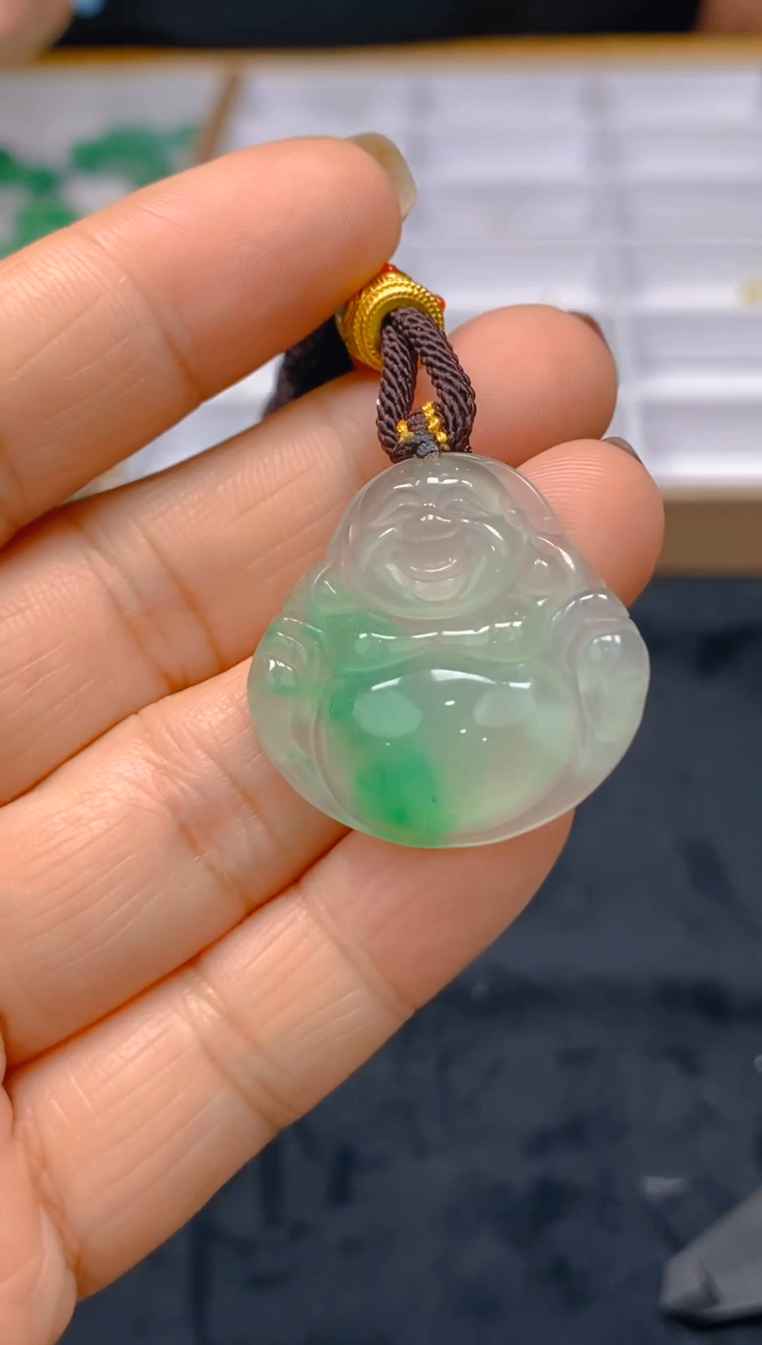 【闪购商品】石英质玉颈饰未镶嵌天然冰美人非洲翠008