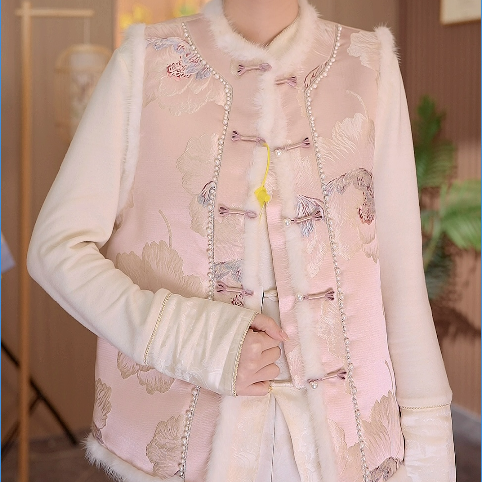 新中式加棉新款气质女装马甲加厚女士马甲2024D8767—七月杭锦仓