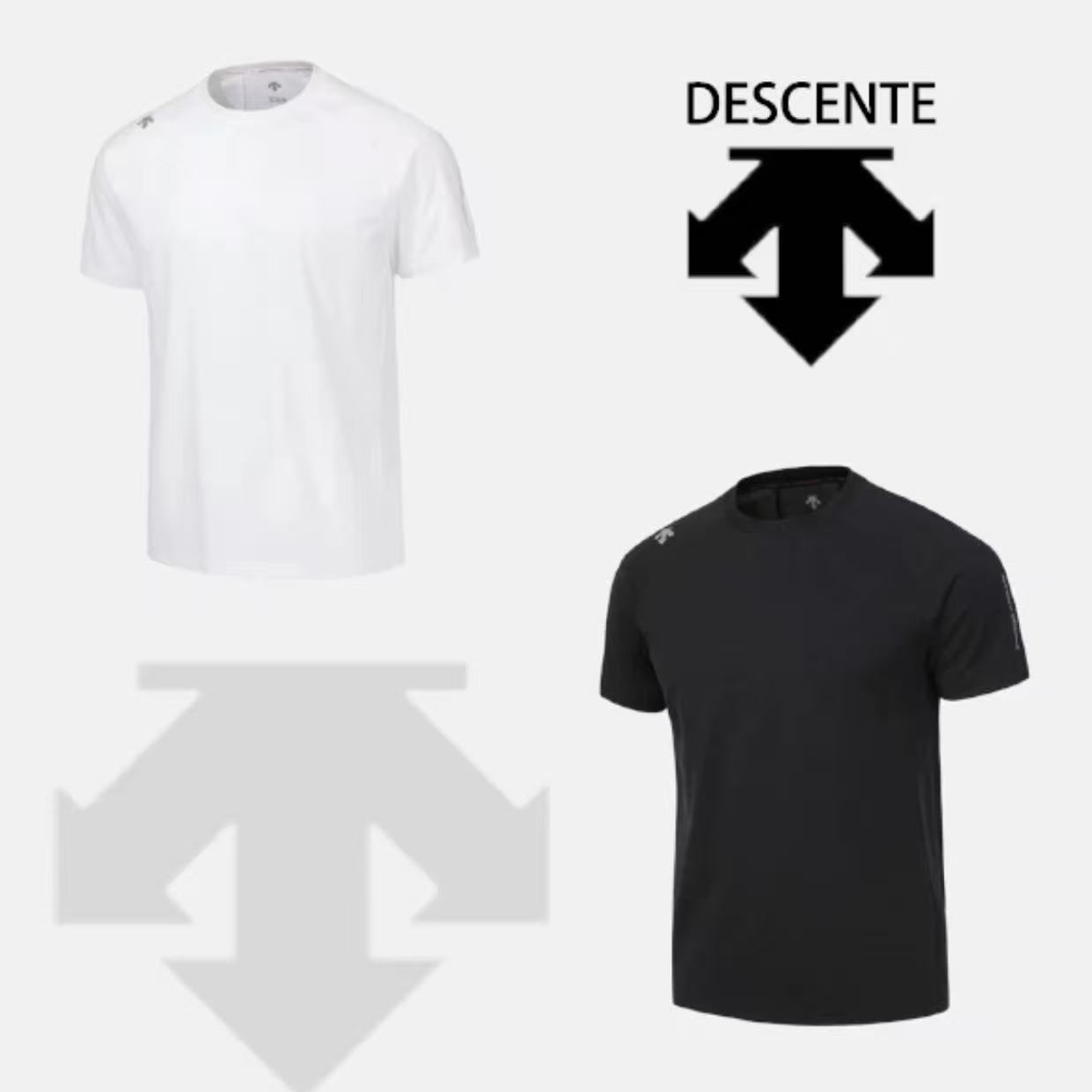 DESCENTE/迪桑特RUNNING破风者系列跑步快干短袖T恤/训练/健身黑