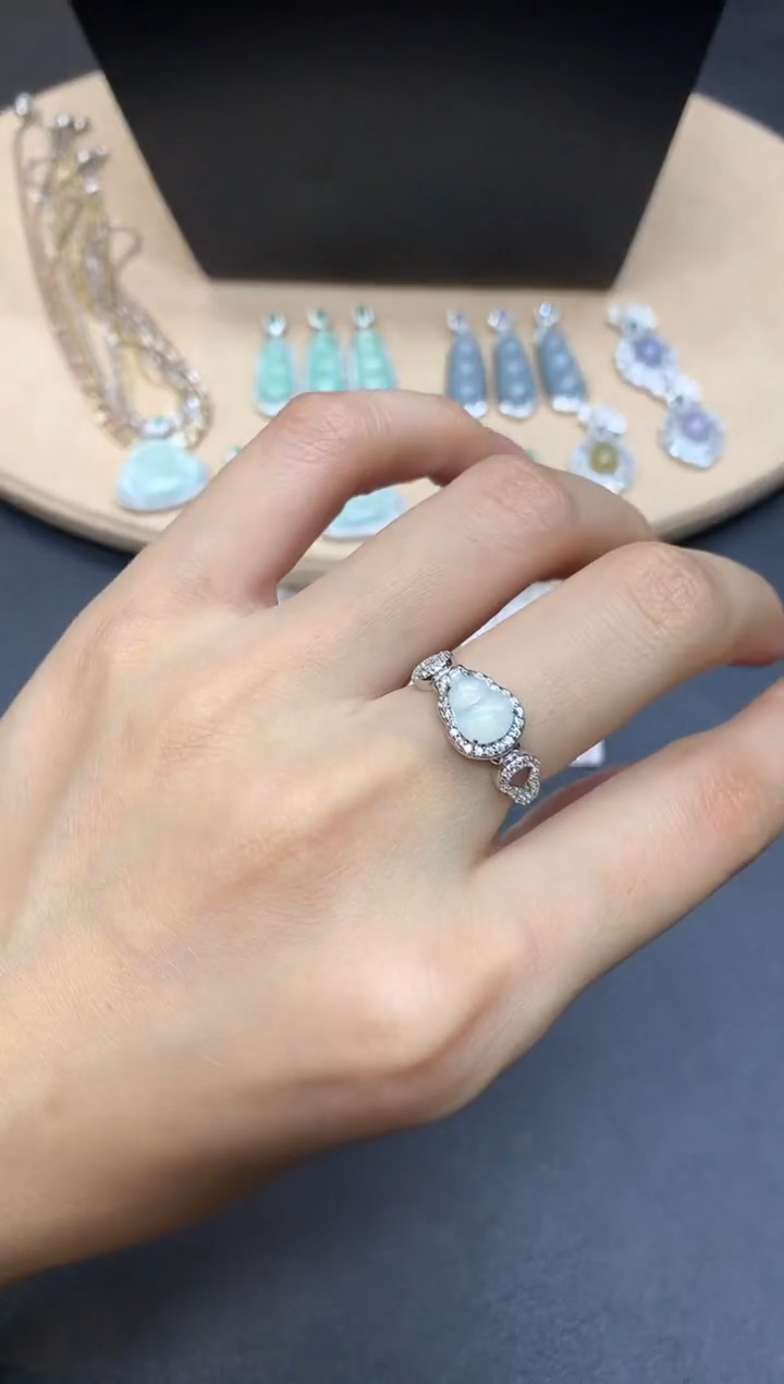 【闪购商品】翡翠戒指银S925镶嵌葫芦【多样性发其一】