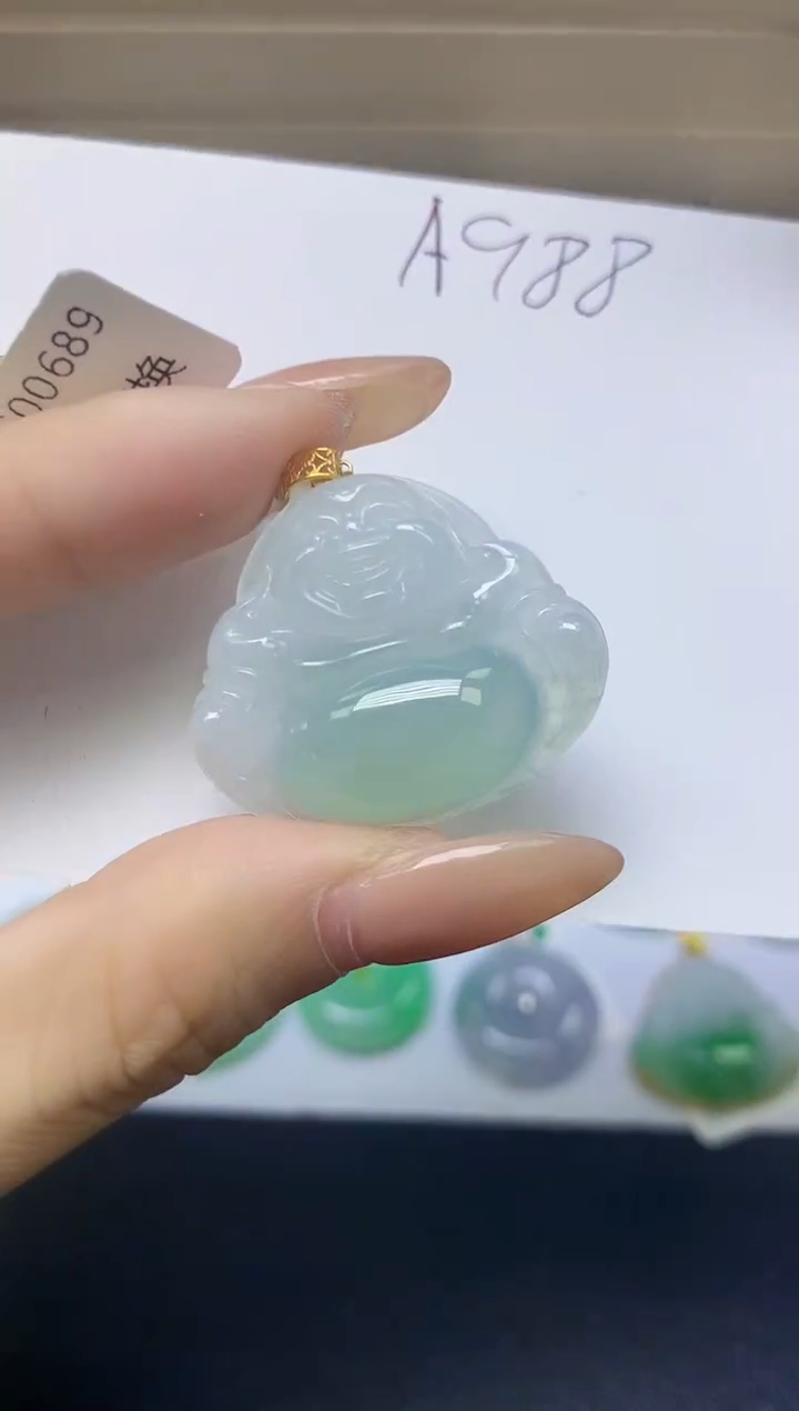 颈饰18K金镶嵌翡翠天然缅甸A货翡翠百元以上9元证书费自理