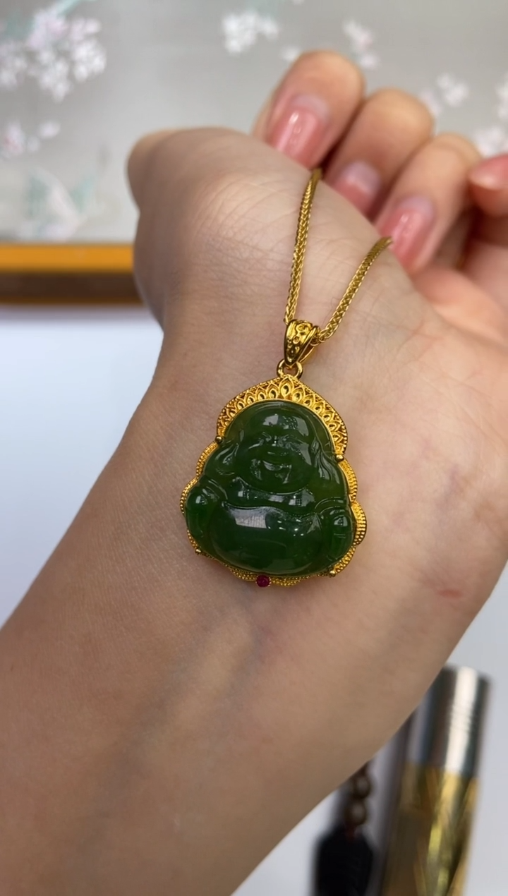 【闪购商品】和田玉挂件18K金镶嵌274465/佛公  多样性一件发