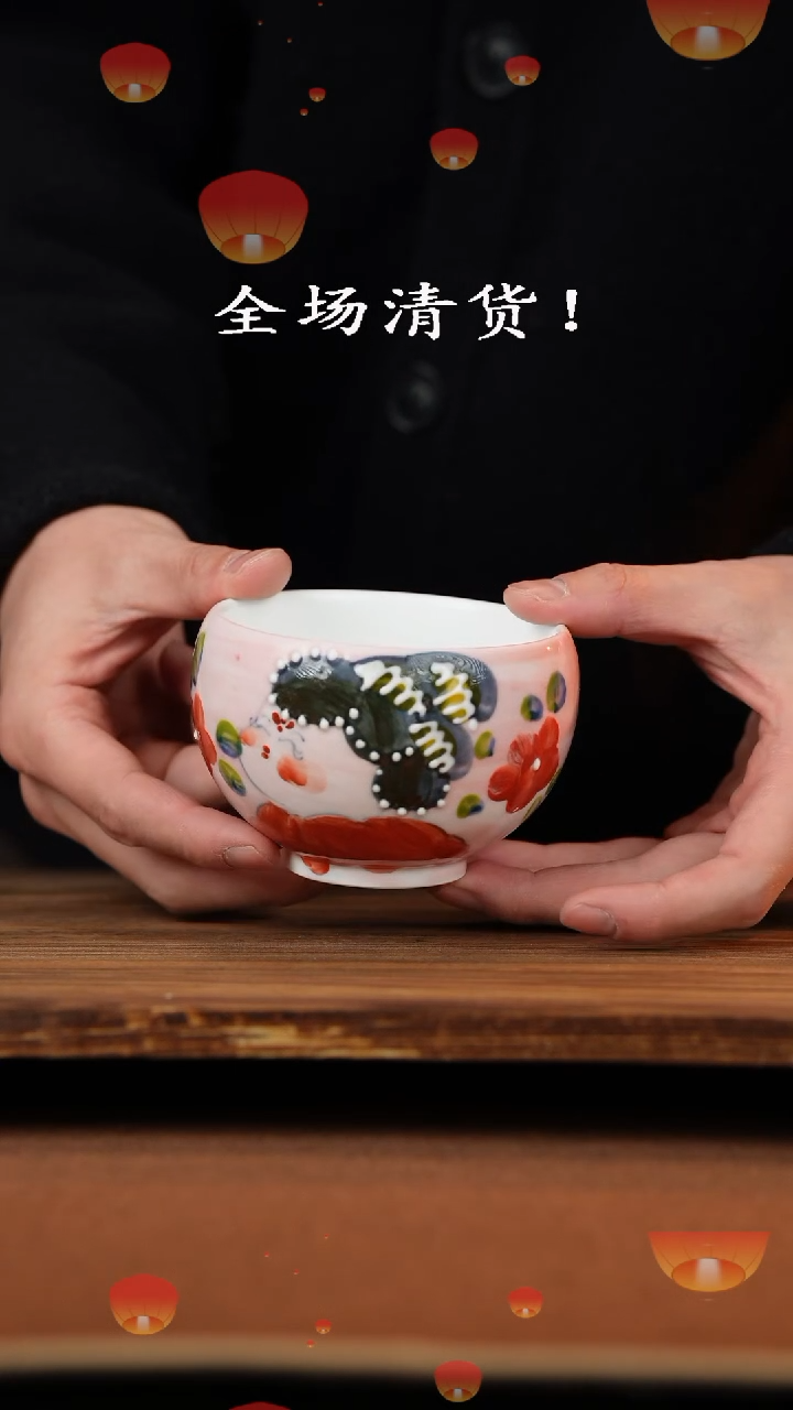 【闪购商品】杯手艺人手绘釉下彩异形器物