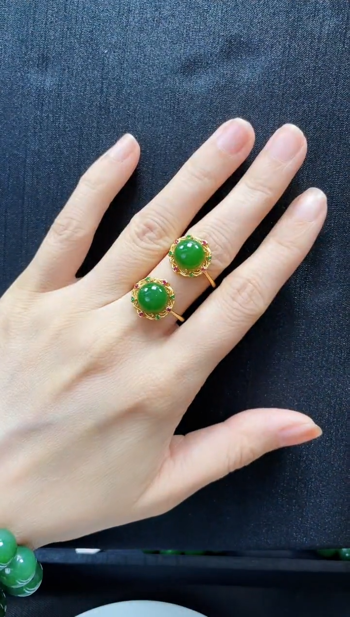 和田玉戒指银S925镶嵌多样性发一