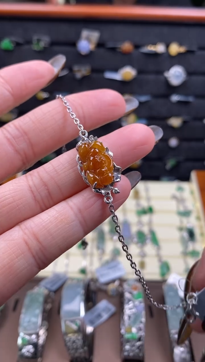 颈饰银S925镶嵌翡翠18057