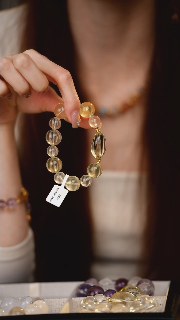 合金手串水晶黄水黄糖豆