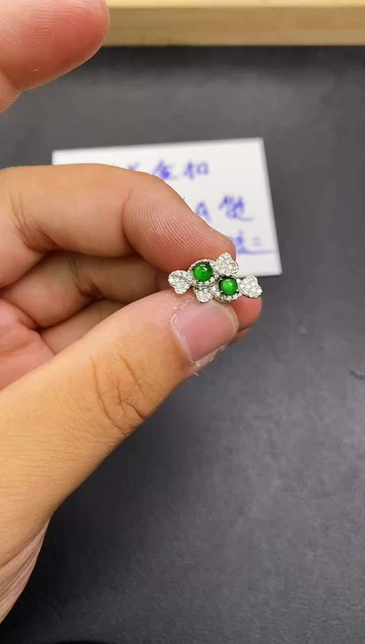 颈饰银S925镶嵌翡翠天然翡翠耳饰A货