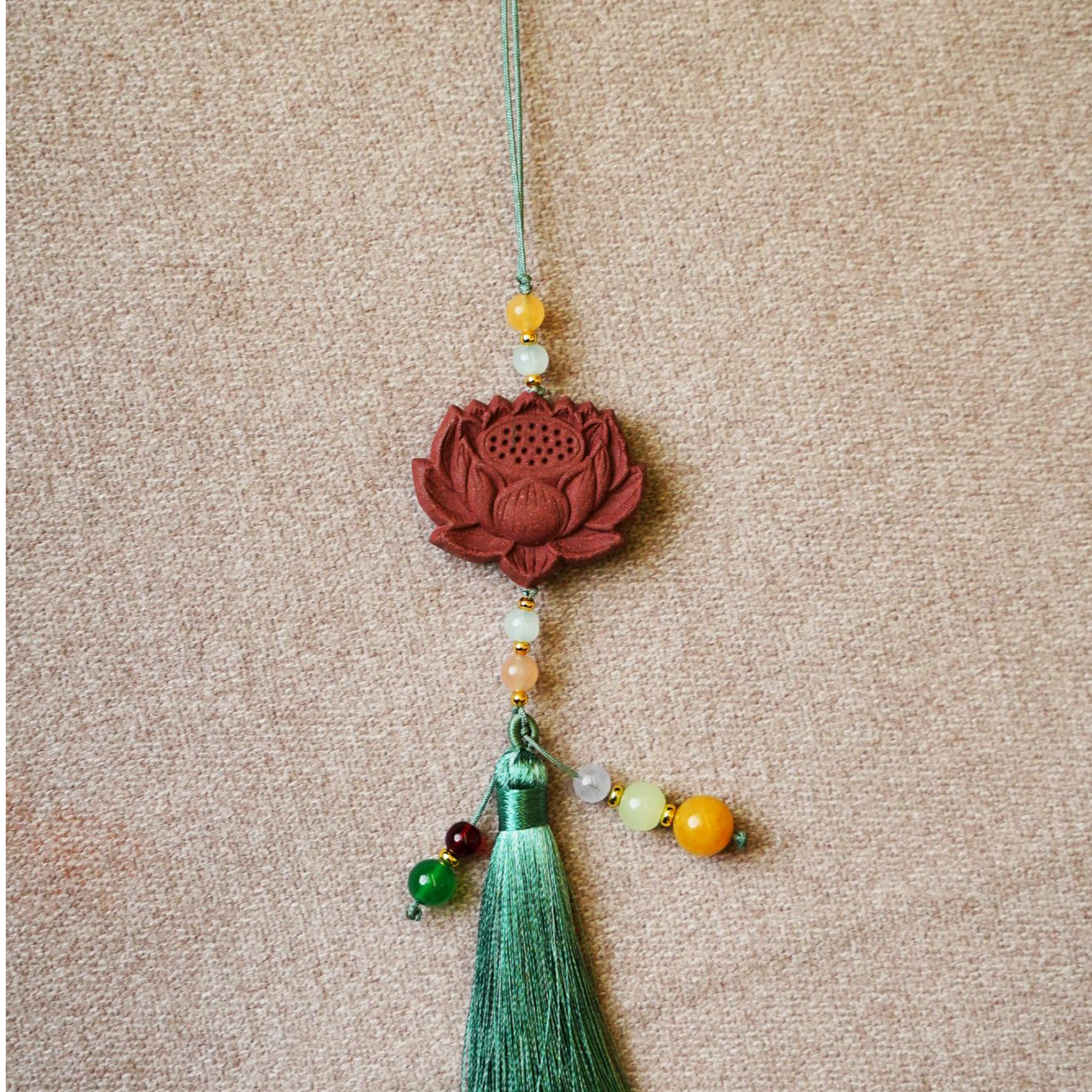 【颜若玫华】好运莲莲压襟挂件古法中草合香天然挂饰新年饰品