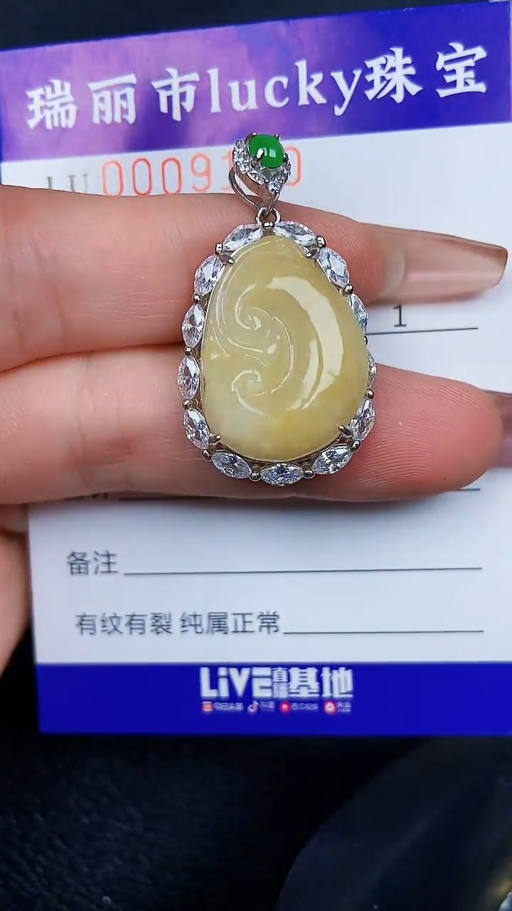 颈饰银S925镶嵌翡翠9120