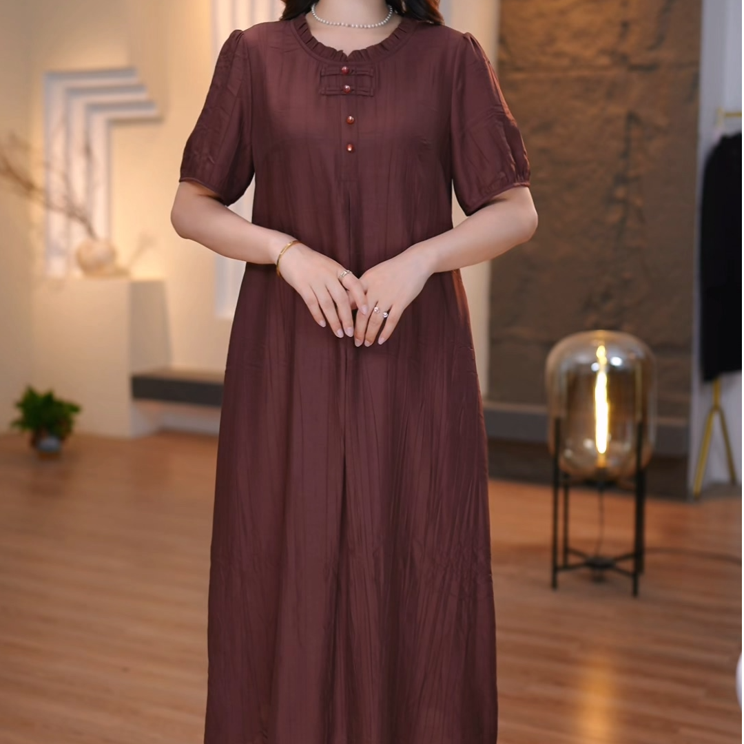 2025春夏新款加肥加大连衣裙大码女装显瘦遮肉减龄妈妈装