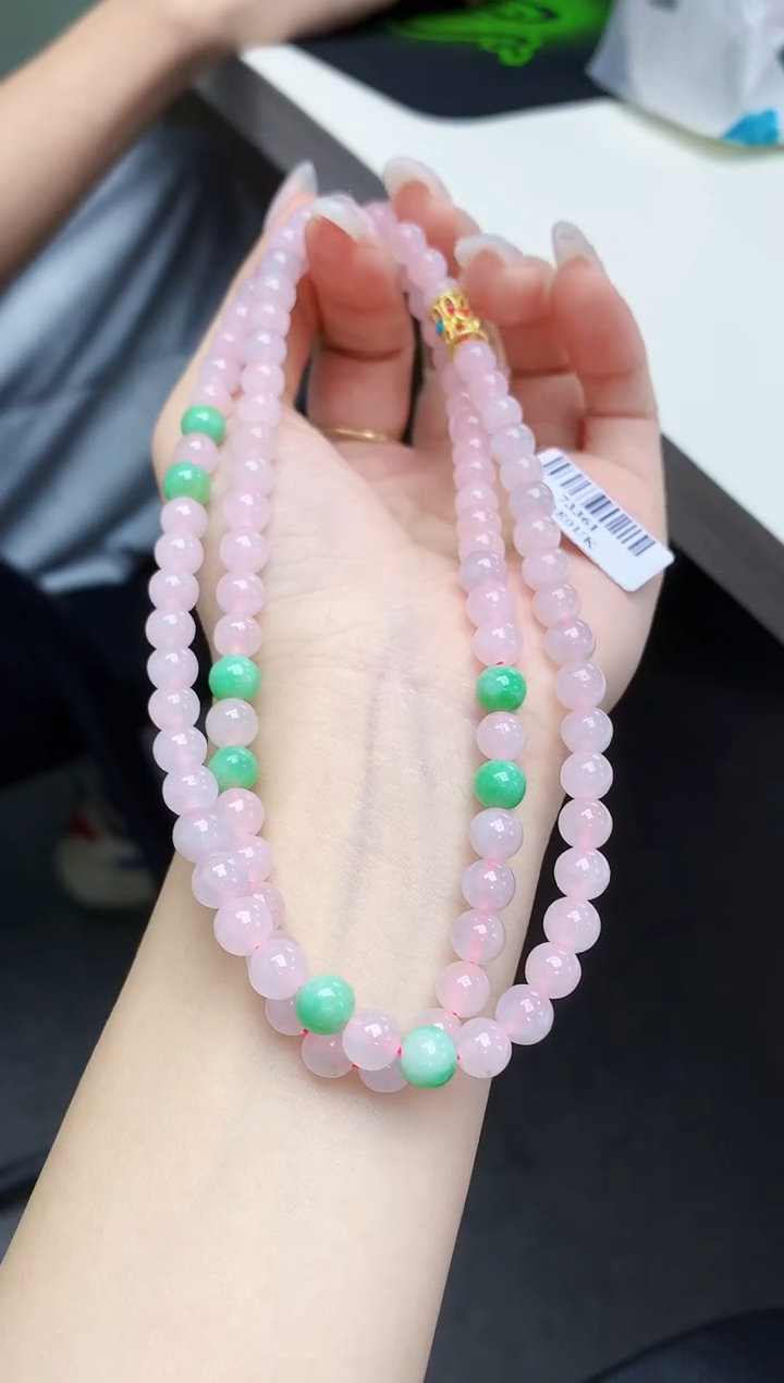 定制翡翠未镶嵌020ee-毛货珠链68