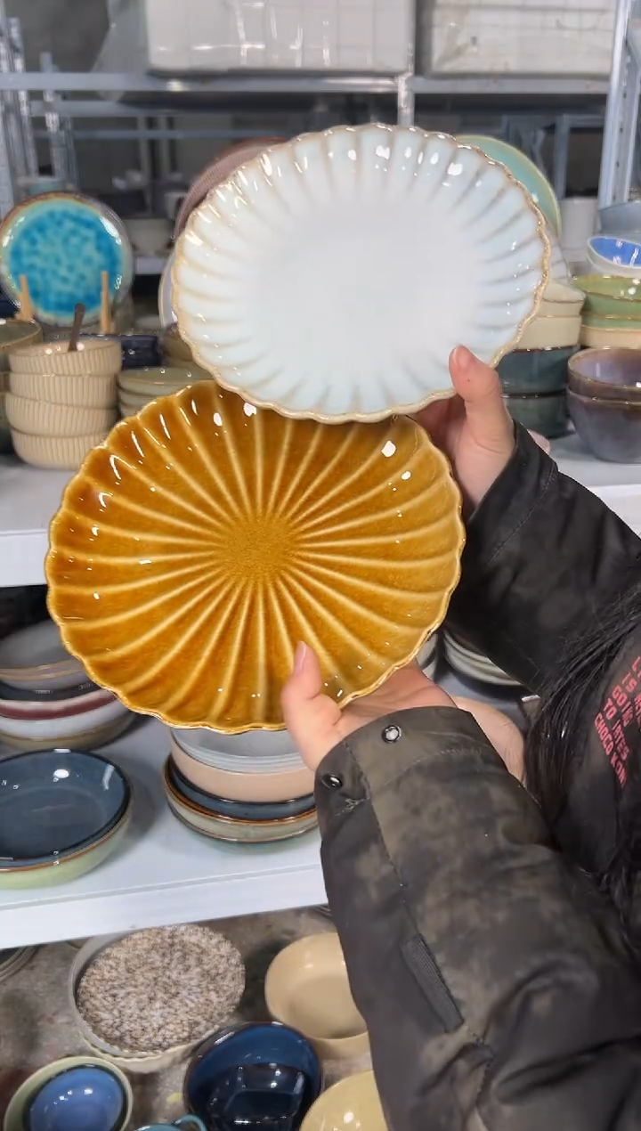 陶瓷外贸尾货瑕疵满20包邮X2 小盘8英寸