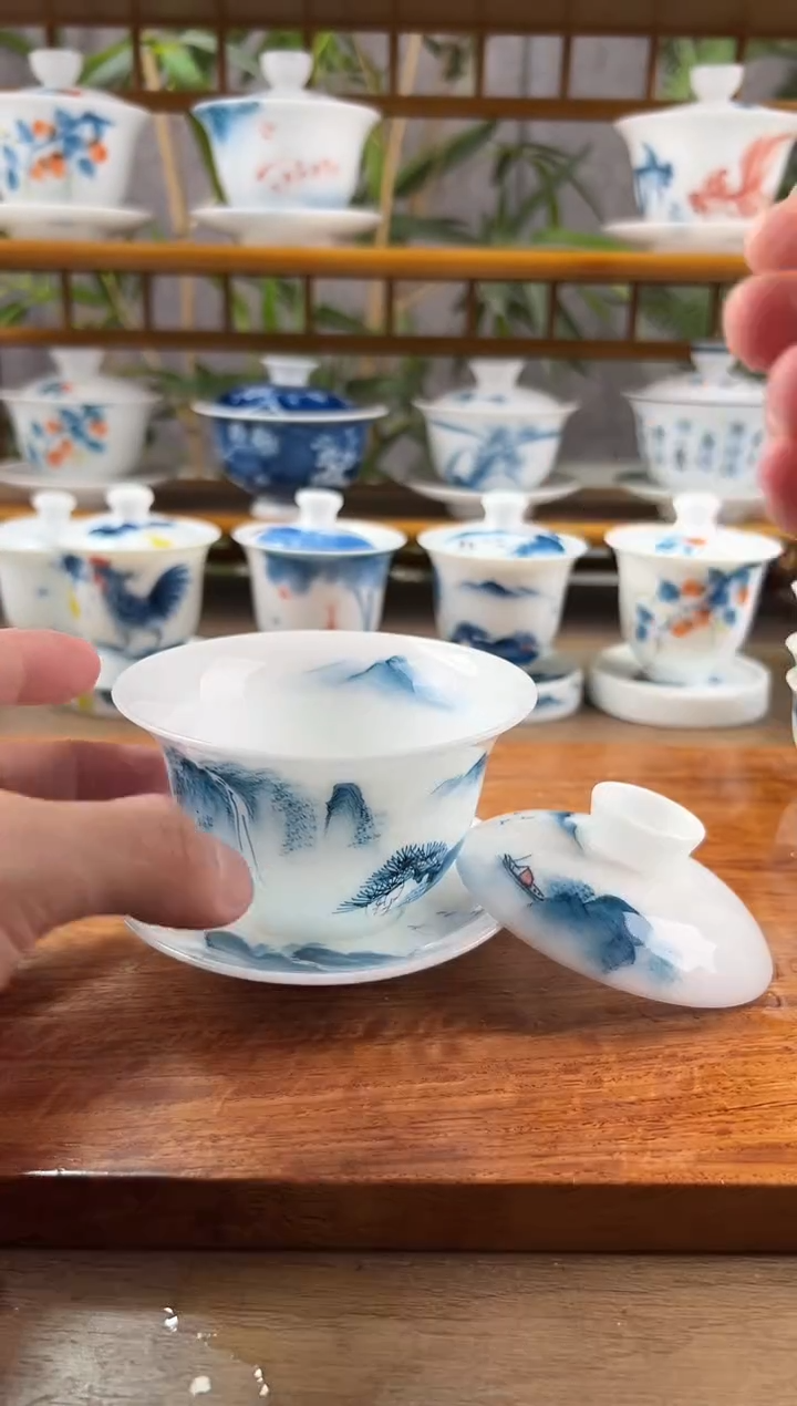 【闪购商品】微瑕高冰山水150ml三才盖碗