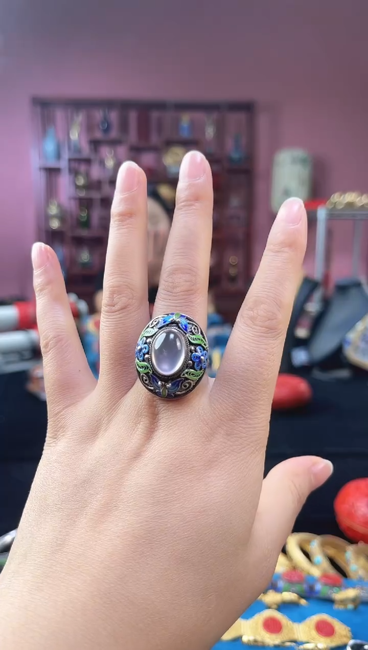 非遗技艺 花丝镶嵌戒指 素银