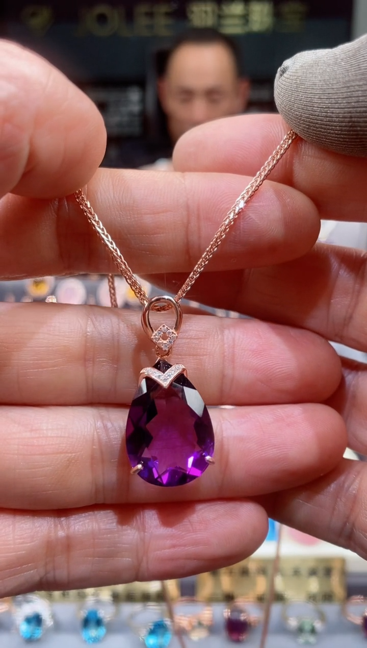 【闪购商品】紫晶吊坠银S925镶嵌紫晶吊坠