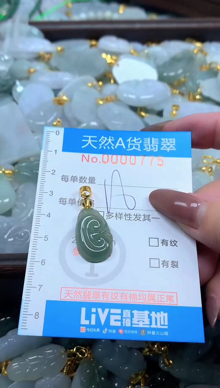 颈饰未镶嵌翡翠净货挂件-0775
