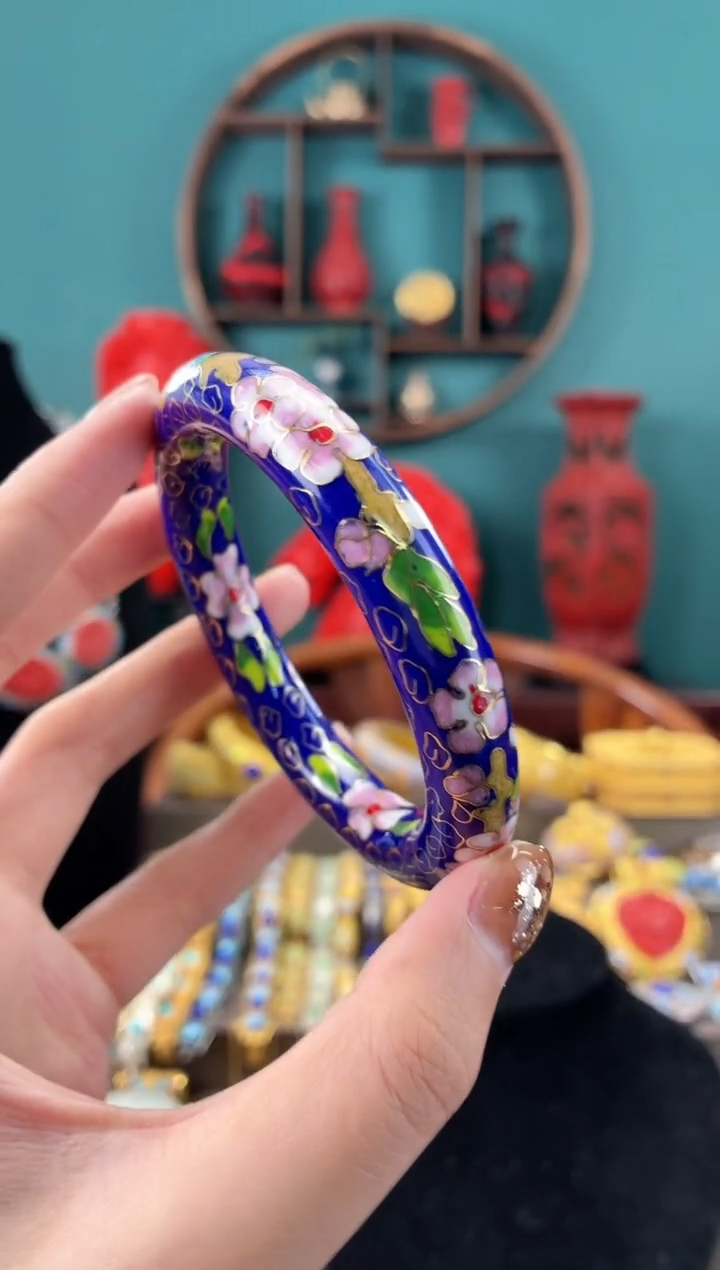 非遗手工景泰蓝镯子宝蓝