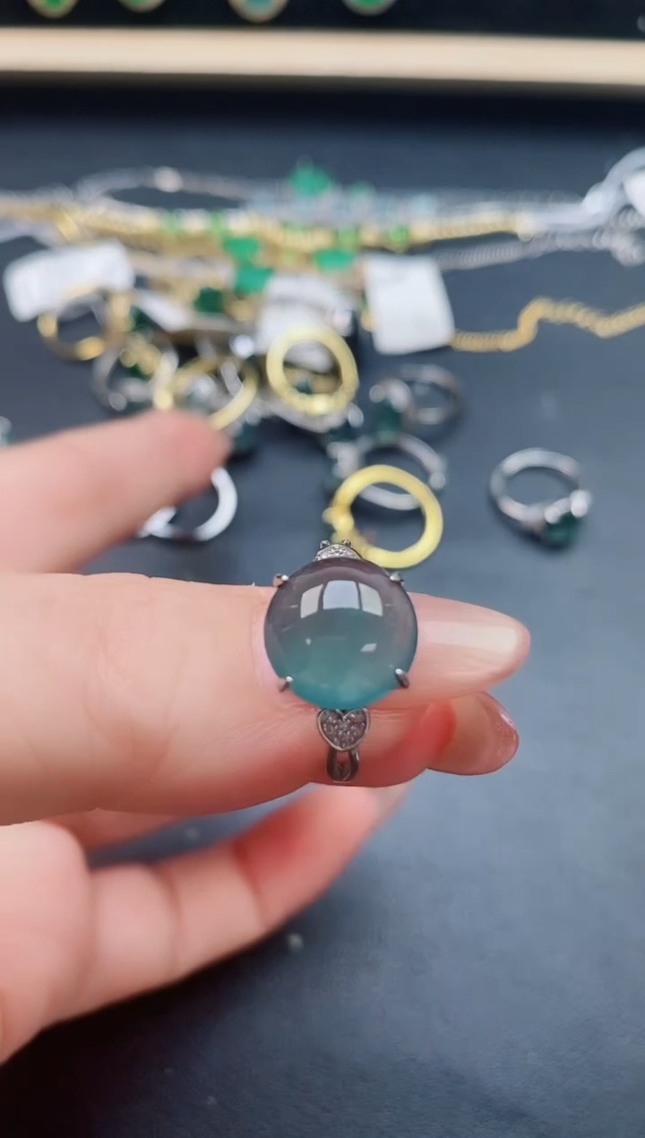 翡翠戒指银S925镶嵌321321