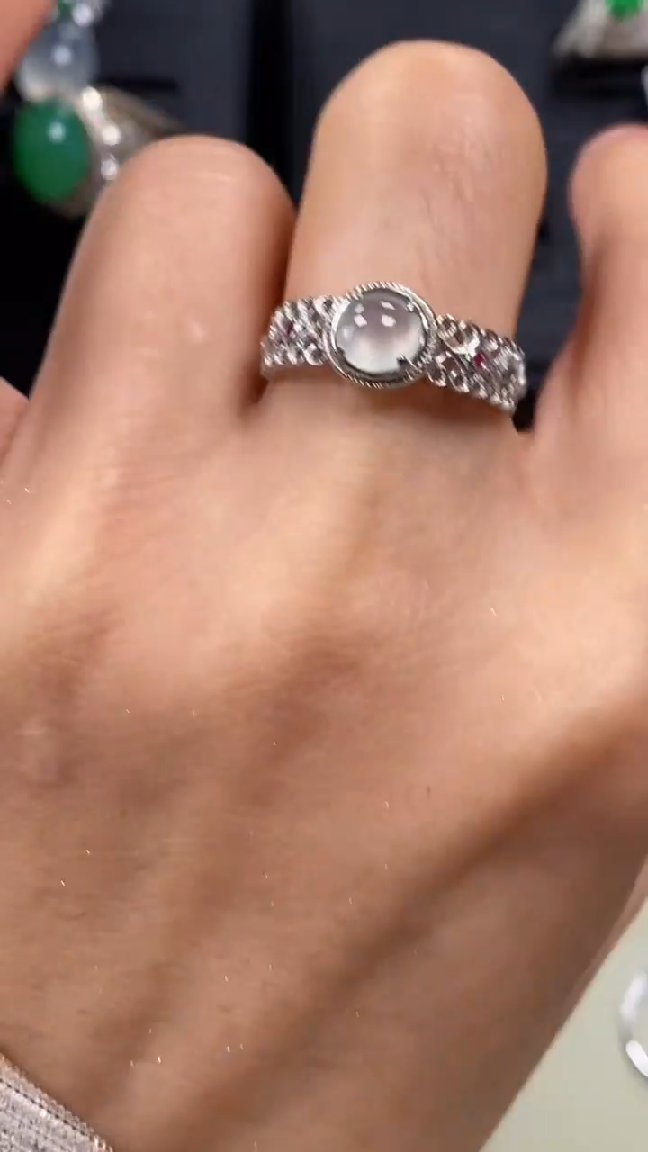 【闪购商品】翡翠戒指银S925镶嵌6332