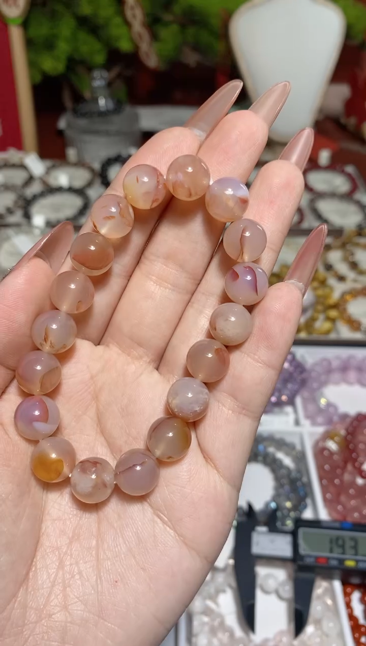 【闪购商品】烟晶手链银S925镶嵌龙纹玛瑙9mm+