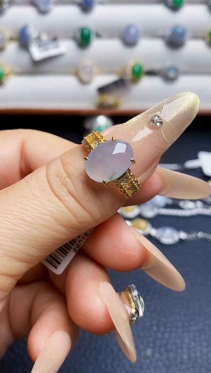 银S925镶嵌戒指翡翠5771