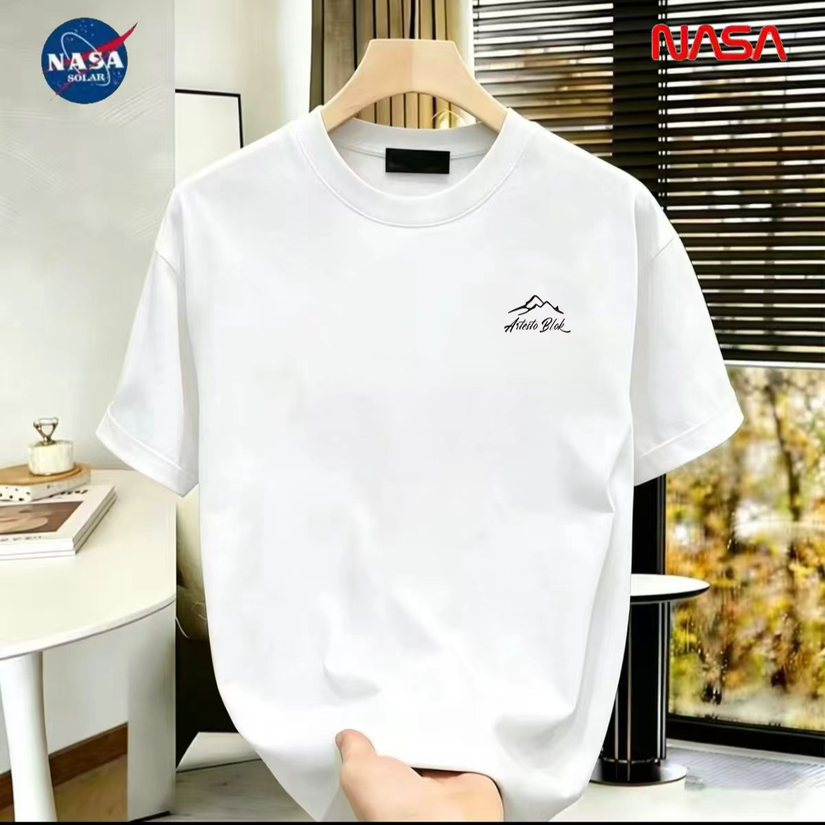 NASA联名纯棉夏季圆领短袖T恤微宽松时尚男女同款休闲百搭113