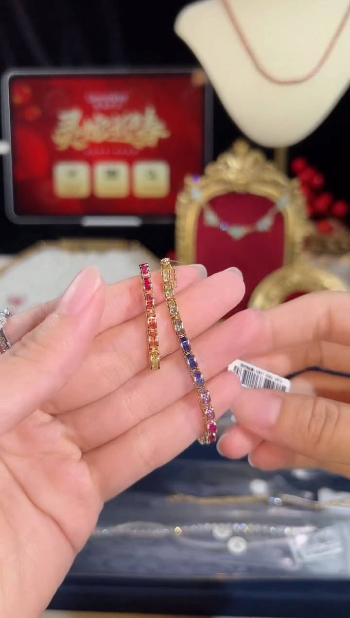 【闪购商品】彩色蓝宝石手链18K金镶嵌BB4649#-Y#57