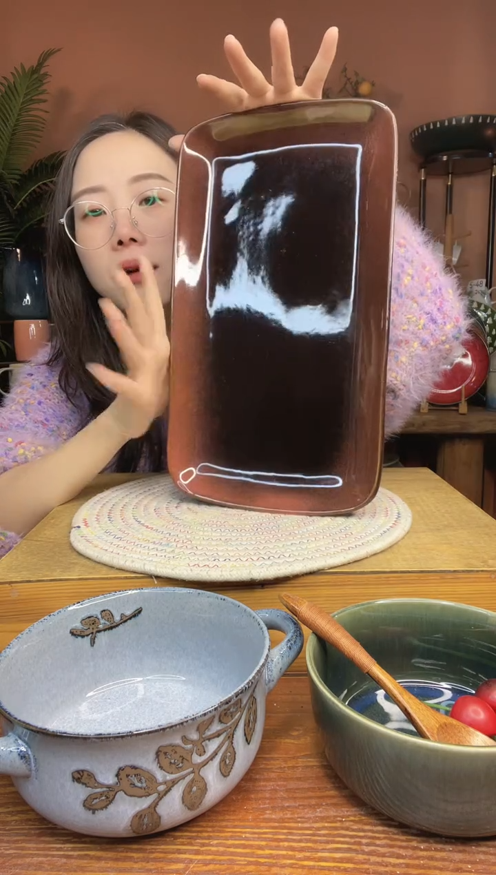 陶瓷14英寸长方形鱼盘 微瑕疵