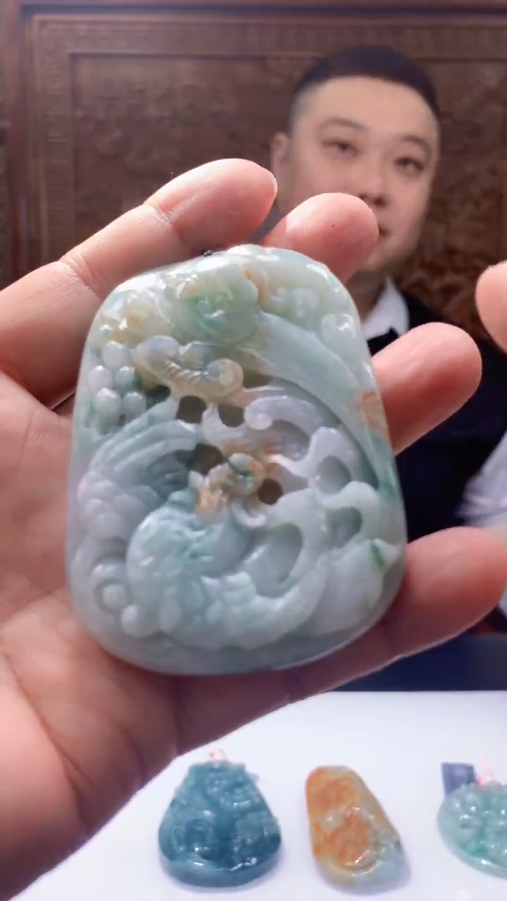 【闪购商品】定制翡翠未镶嵌1072hn-毛货挂件10