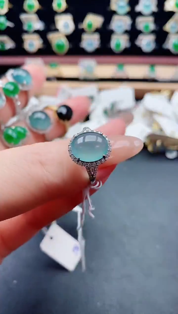 银S925镶嵌戒指翡翠1