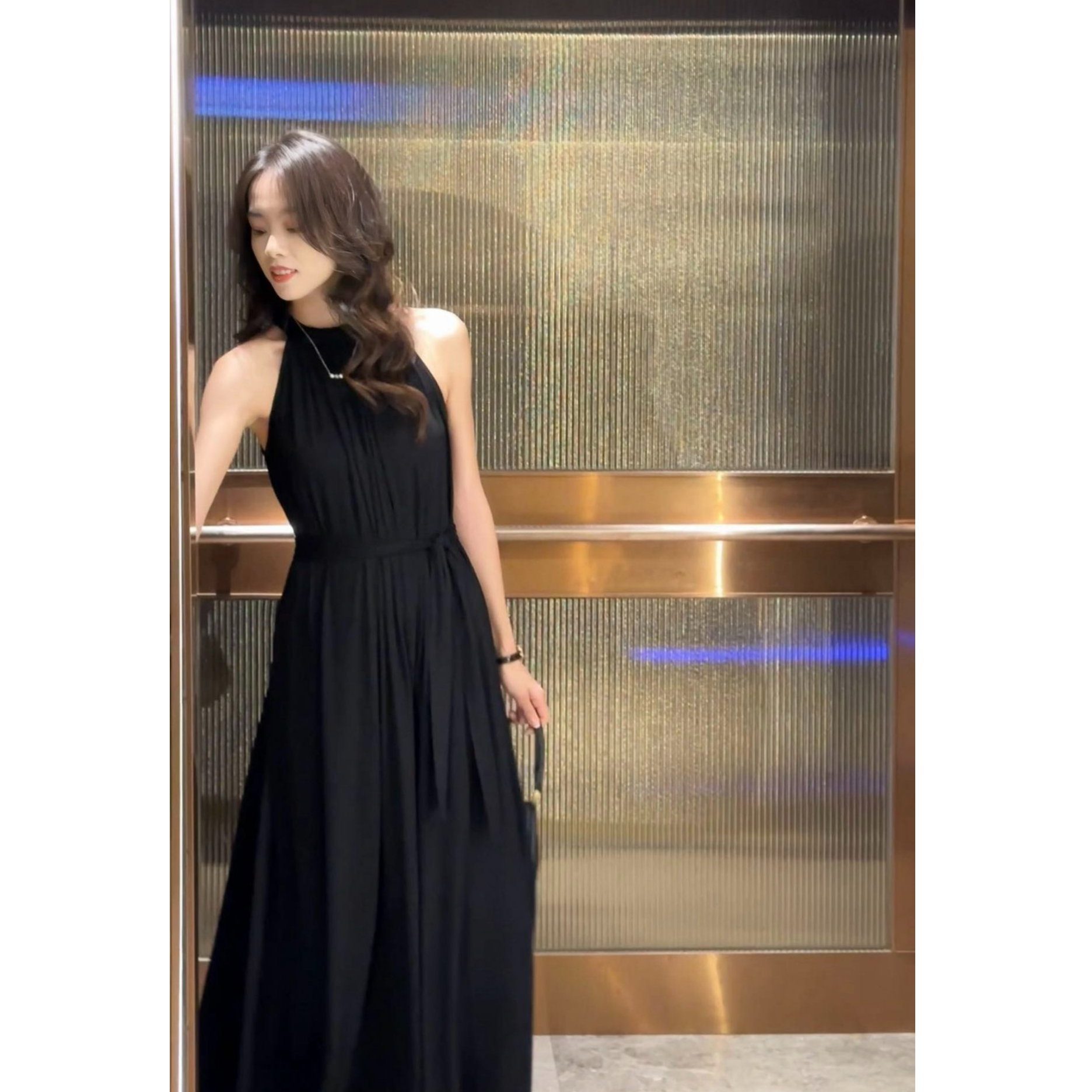 GIRDEAR/哥弟【无月之夜】法式气质优雅显瘦连衣裙（带腰带）150010