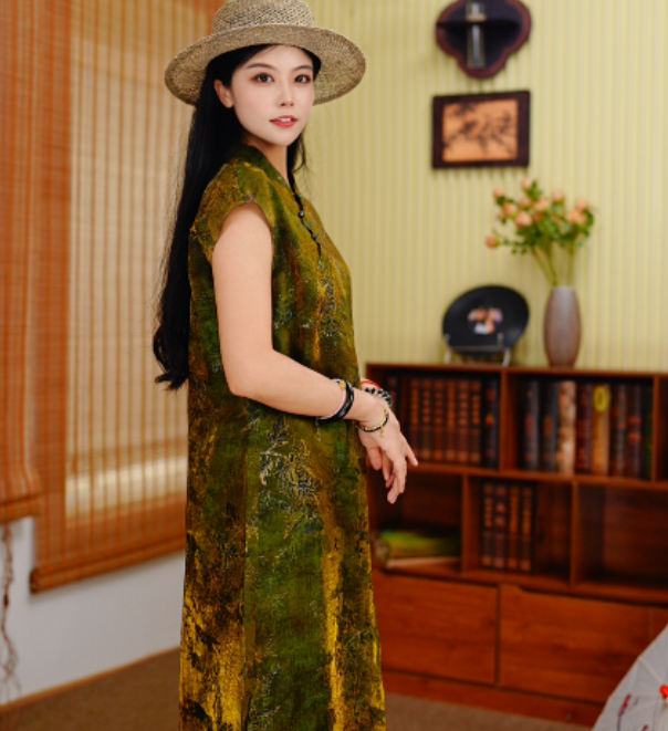 【绿野幻墨】专柜原创高端定制国风连衣裙
