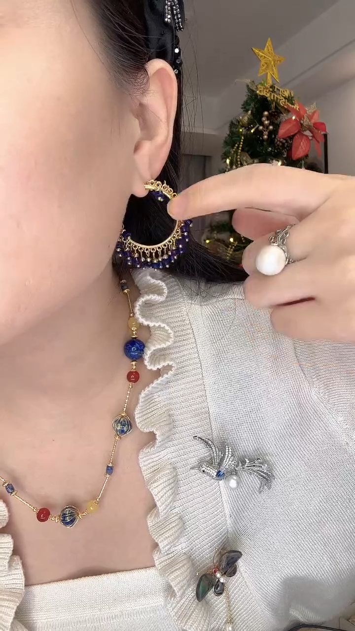 未镶嵌青金石耳饰满串耳环