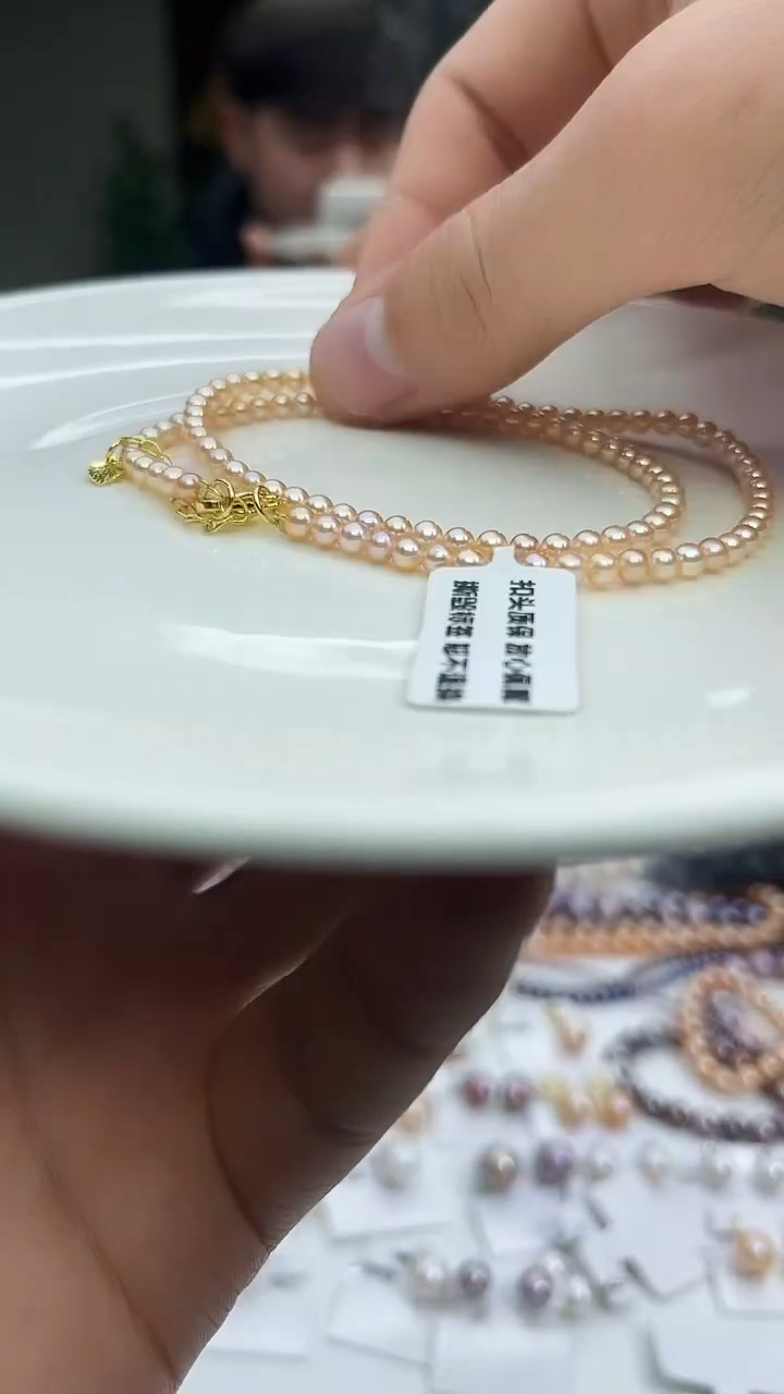 未镶嵌项链淡水珍珠中国红色系3mm(多样性发一）