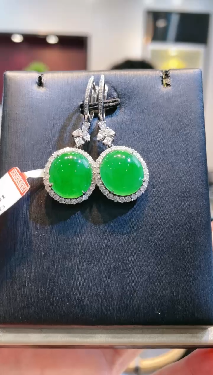 【闪购商品】翡翠颈饰18K金镶嵌A41天然A货翡翠耳饰