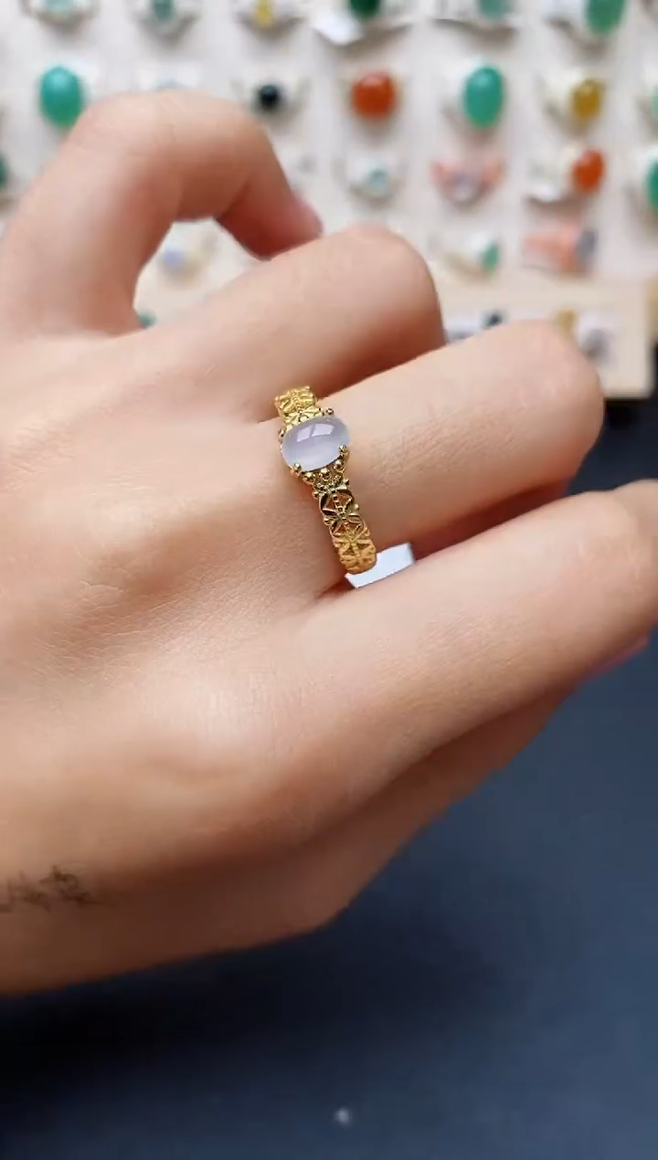 【闪购商品】翡翠戒指银S925镶嵌缅甸翡翠