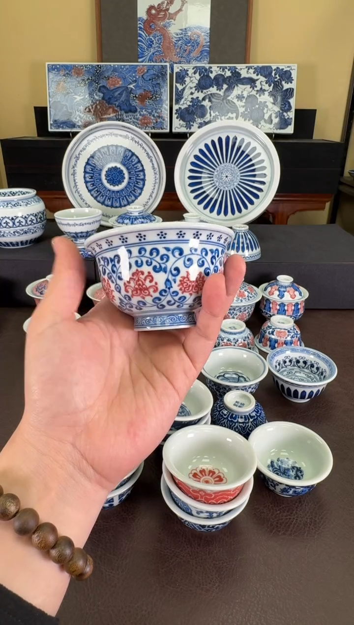 【闪购商品】羿器窑缠枝莲双狮大压手杯