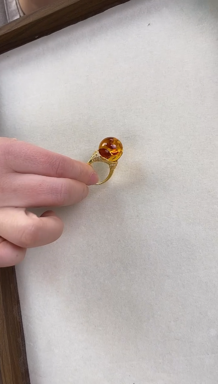 【闪购商品】琥珀（花珀）戒指未镶嵌18+俄罗斯花珀戒子
