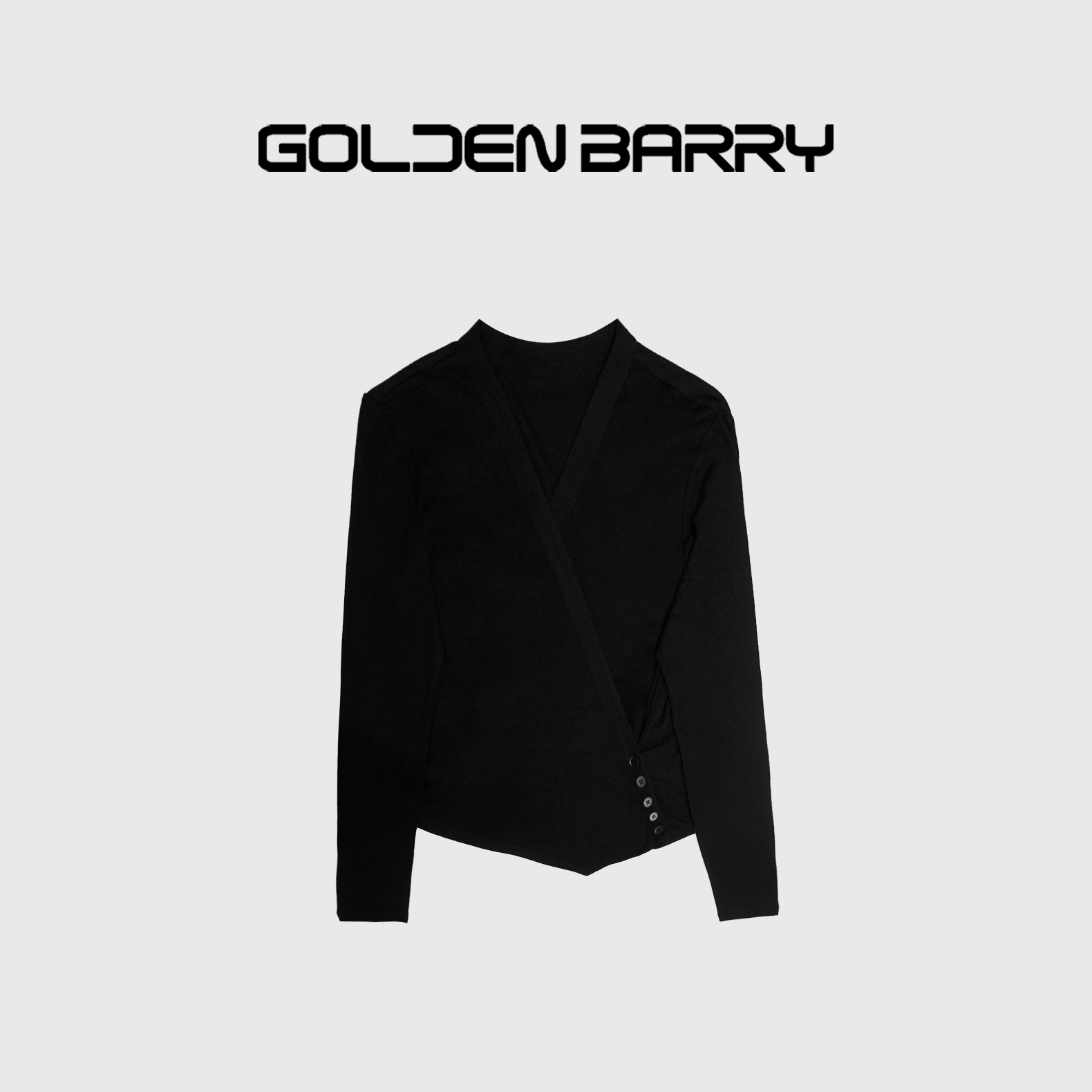 【返季福 利】202433气质长袖不规则系扣羊毛针织衫