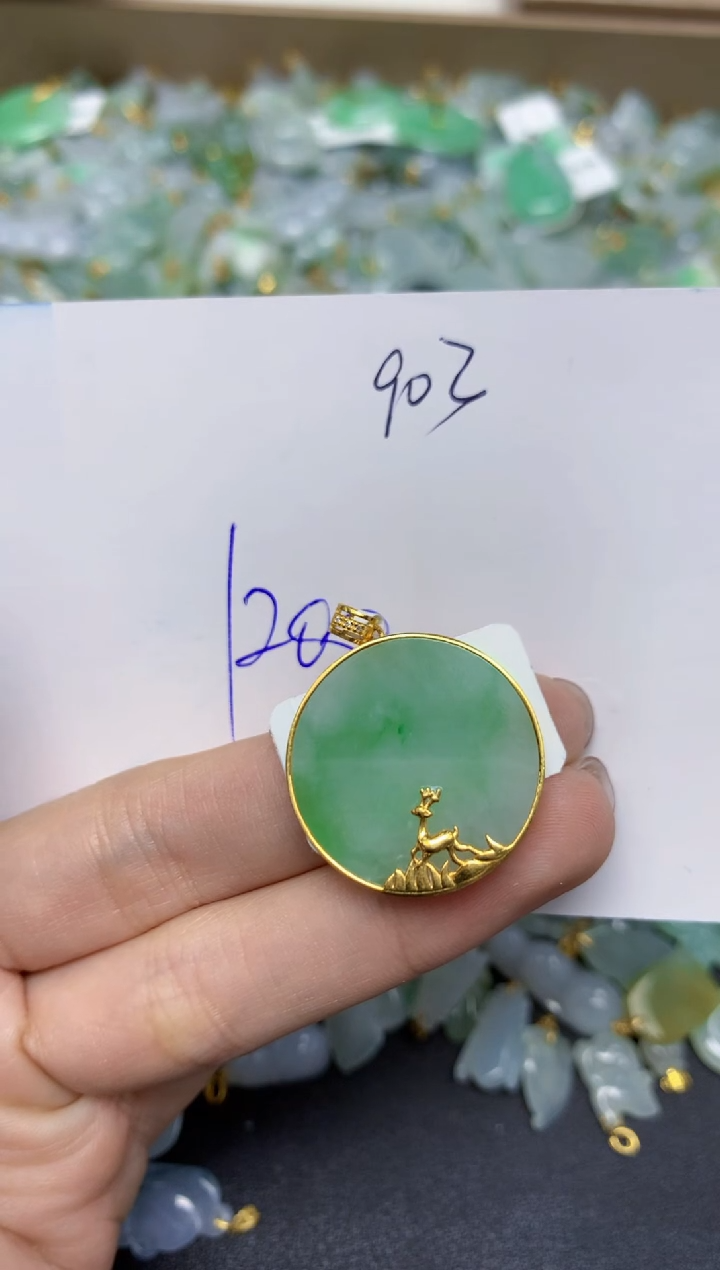 【闪购商品】翡翠颈饰18K金镶嵌天然翡翠A货