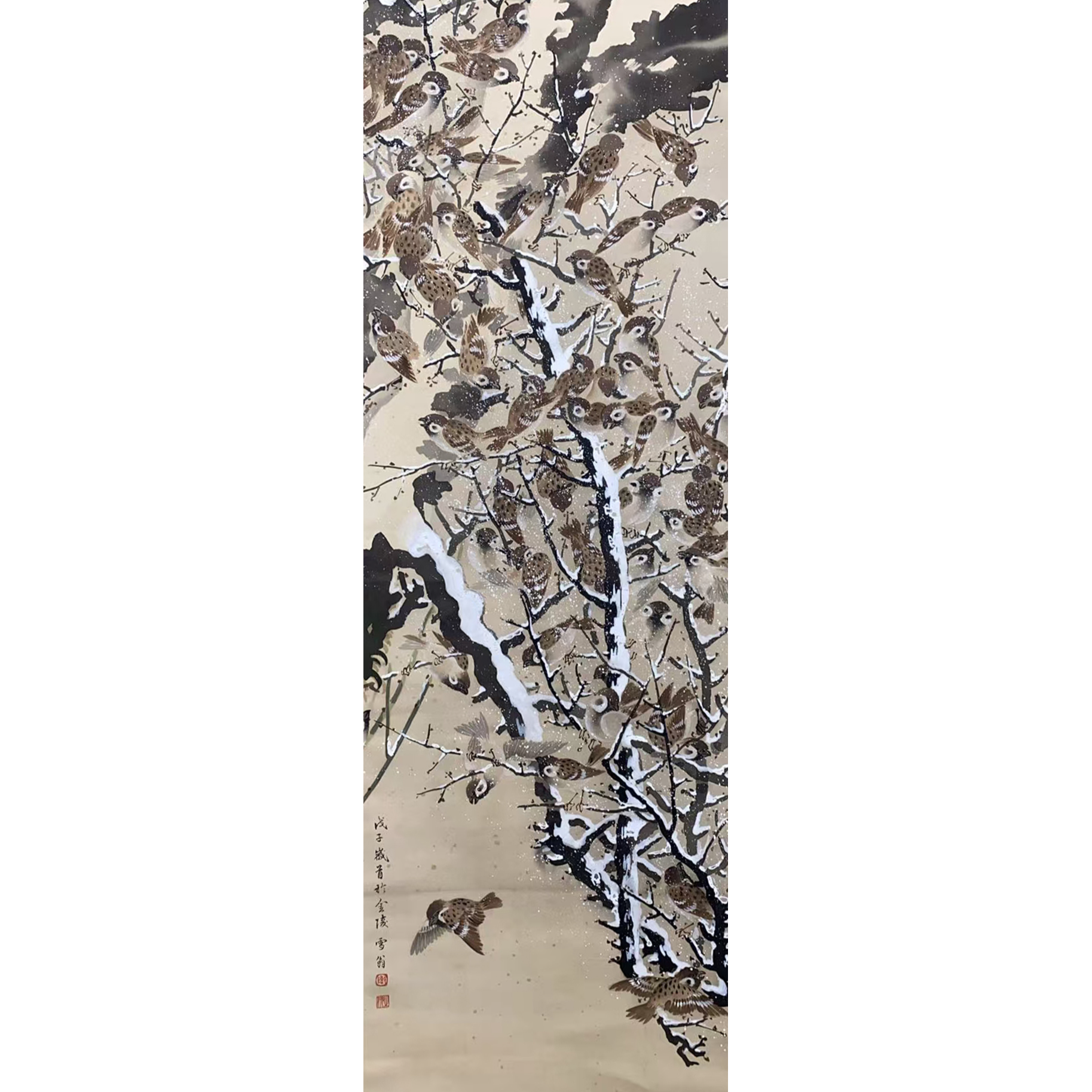 DQ17010 之佛 花鸟 绢本122*42