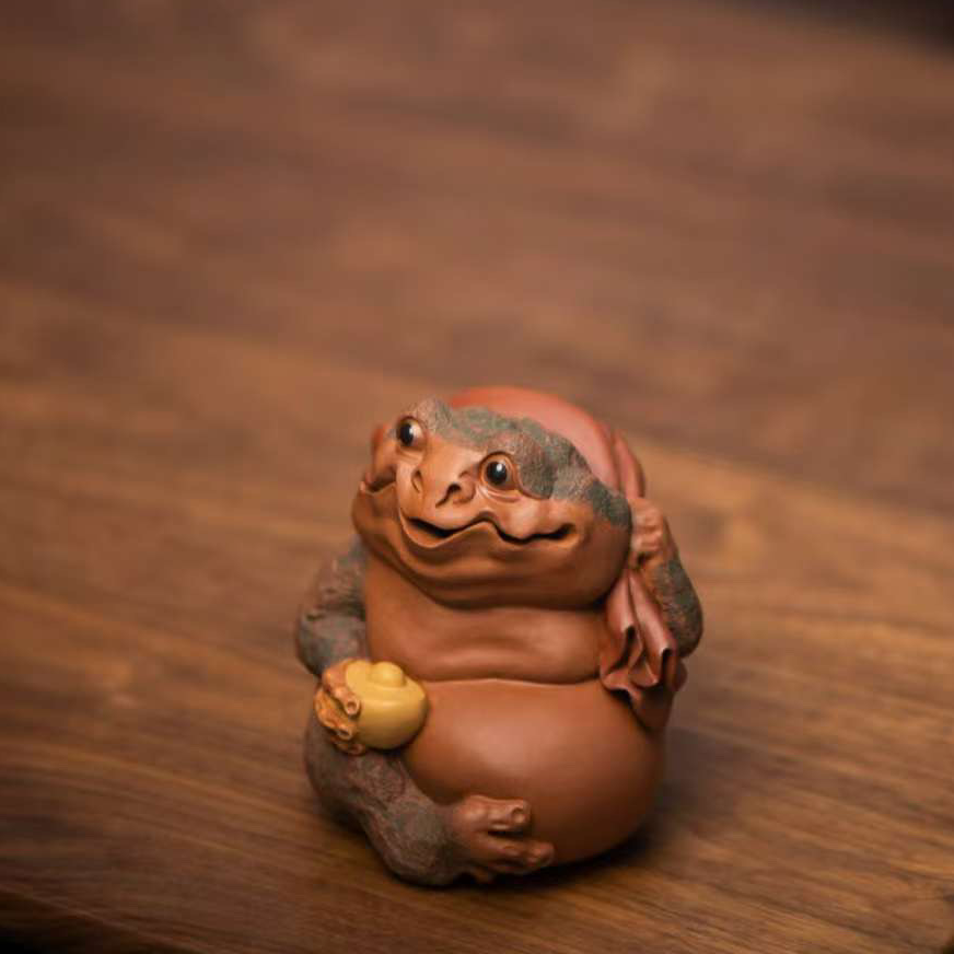 砂宴/子夜 原矿紫砂《一生发财 辈辈有钱》紫砂茶宠摆件