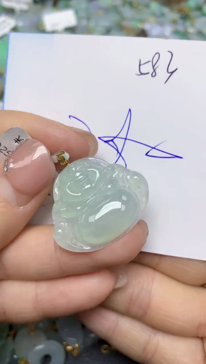 【闪购商品】翡翠挂件18K金镶嵌 天然翡翠A货