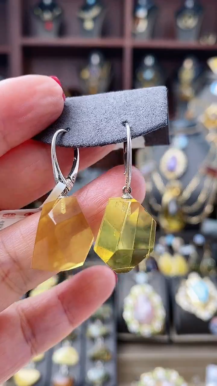 【闪购商品】琥珀耳饰银S925镶嵌耳环