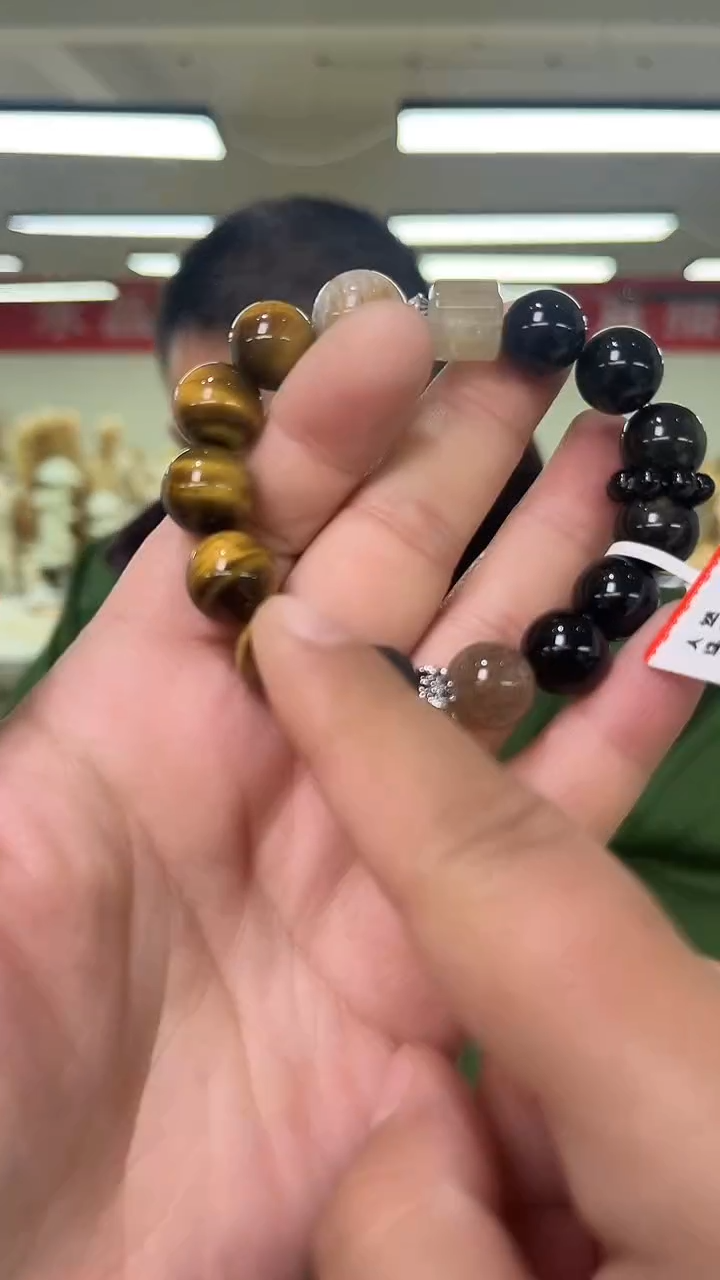 【闪购商品】黑曜岩手链未镶嵌天然DIY手串多样性发一mm