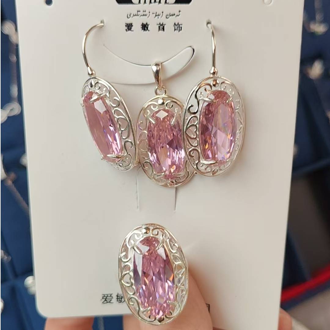 铜合金大理石项链 爱敏首饰套装