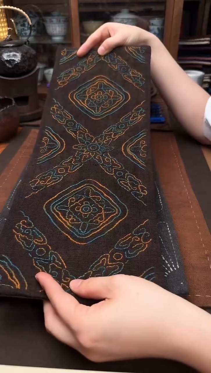 织绣Cici手作老布柿染杯垫769