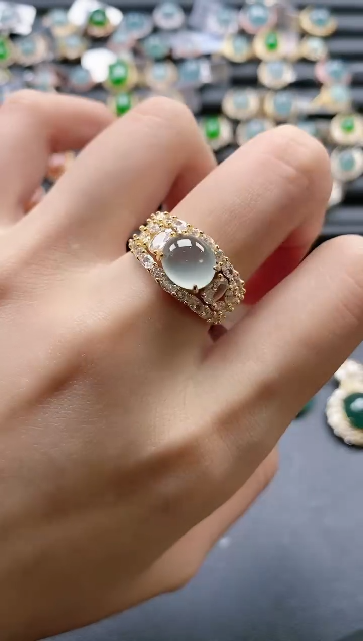 【闪购商品】翡翠戒指银S925镶嵌-600